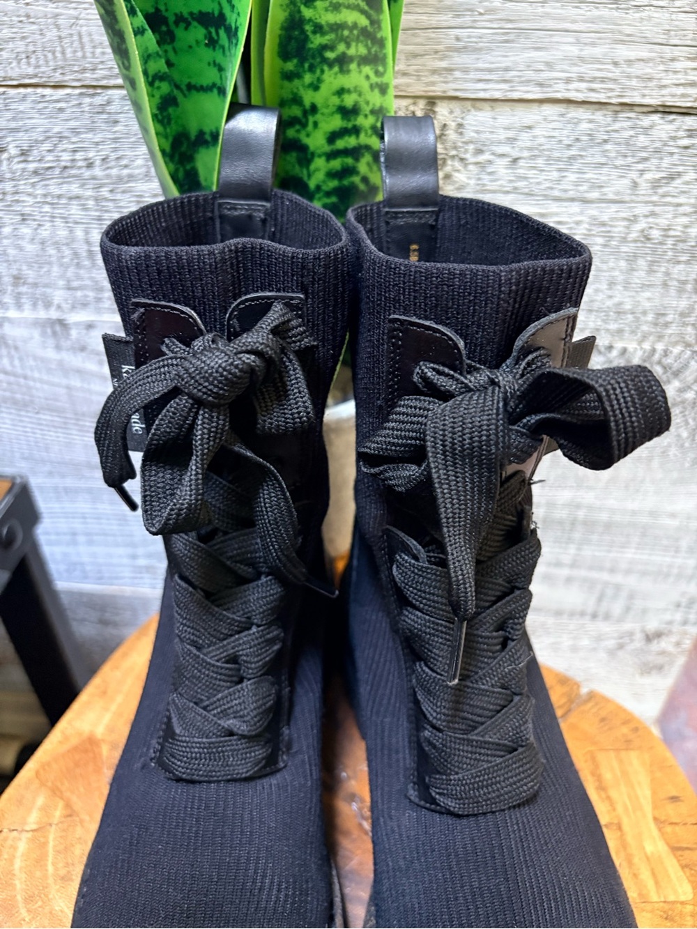 Kate Spade | "Winton" Lug Chunky Knit Lace-Up Combat Boots - Women's 6.5B, Black - Picture 5 of 16